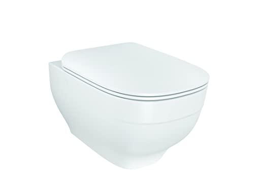 Kohler Trace Wall Mounted Rimless Ceramic Toilet, P Trap, 10 years warranty, White, High Glaze, Water Saving Eco Flush, Safeshield Anti-Bacterial Protection