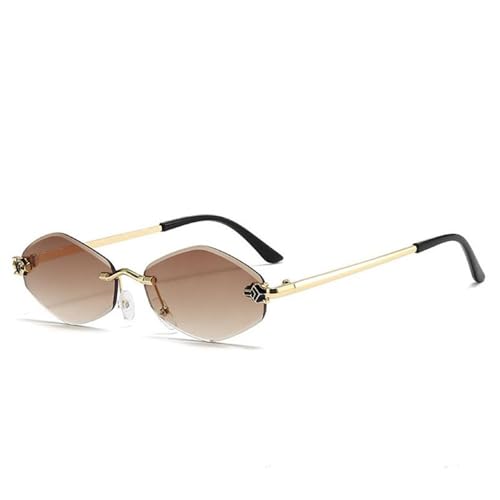 Fashion Rimless Hexagon Sunglasses for Women Luxury Punk Sexy Travel Rhombus