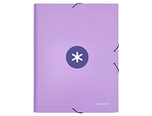 CARPETA LIDERPAPEL ANTARTIK GOMAS A4 3 SOLAPAS CARTON FORRADO COLOR LAVANDA Cover