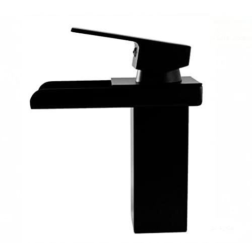 Torneira Monocomando Cascata Baixa Calha Preta Fosco