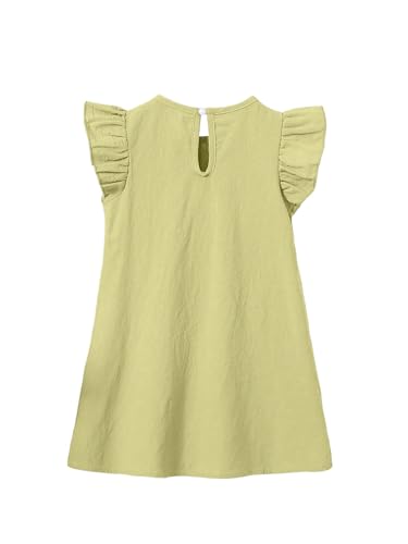 MakeMeChic Girl's Summer Crew Neck Flutter Sleeve Mini Dress Pleated Keyhole Short Dresses2