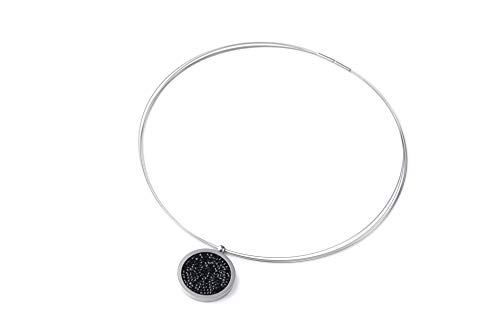 Tiabelle - Collier YOKO aus Titan mit funkelnden Swarovski® Kristallen - Silberfarbene Kette für Damen - allergenfrei & hautverträglich - Handmade in Germany (45 cm | 30 mm ø | Jet) Cover