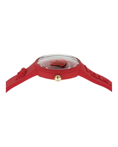 Versace Medusa Pop Collection Luxury Womens Watch Timepieces with a Red Strap, Case and Dial2