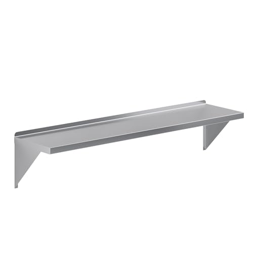 Image of AmGood 14 inch x 60 inch Stainless Steel Wall Shelf | Appliance & Equipment Metal Shelving | NSF | Kitchen, Restaurant, Garage, Laundry, Utility Room | Heavy Duty | Squared Edge