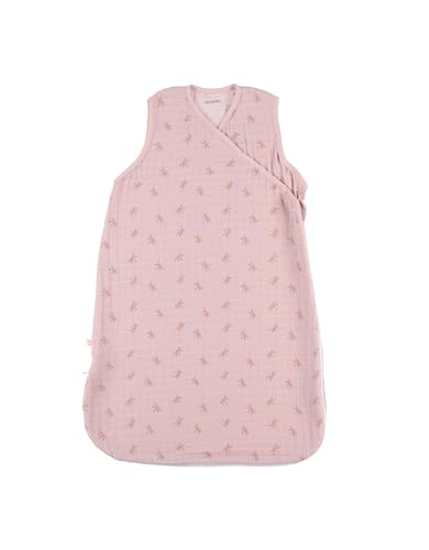 NOUKIE'S - Gigoteuse bébé Eté - 100 cm - 6 à 24 Mois - Légère, Pratique, Ajustable - Grenouillère Mixte TOG < 1.0-100% Mousseline de Coton bio - Rose- Sac de couchage Libellules