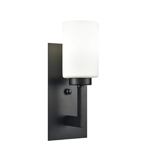 Linea di Liara Brio Black Wall Sconce with Frosted Glass Shade - Modern Wall Light Fixture for Bathroom, Vanity, and Hallway
