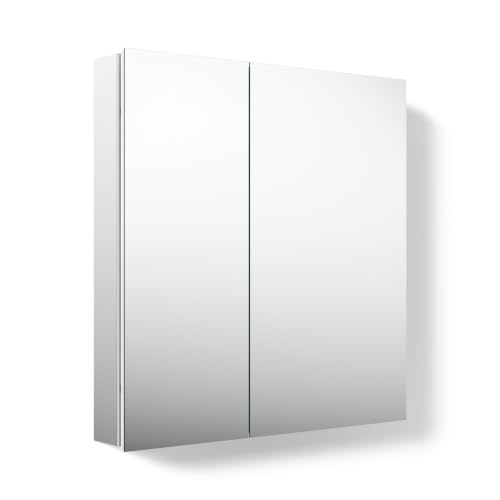 Image of Kohler 55063-NA Embark Slim Medicine Cabinet Mirror, Adjustable Shelves with Mirrored Doors, 25 in. W x 26 in. H