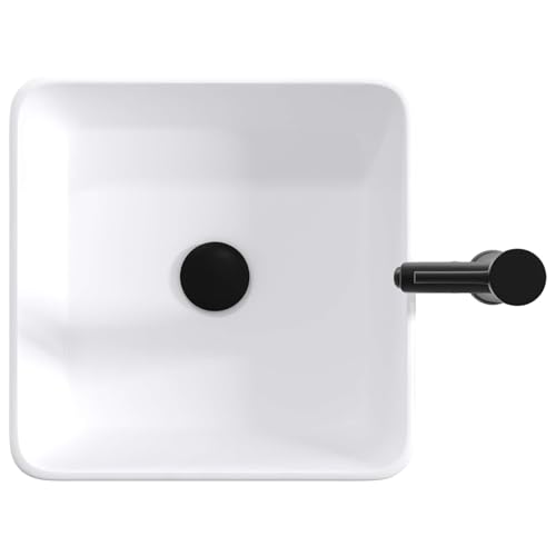 Lavabo de baño negro mate antihuellas con grifo para evitar salpicaduras 8