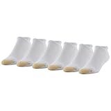 GOLDTOE Men's 656HT Cotton No Show Heel Tab Athletic Socks, 6-Pairs, White, Shoe Size: 6-12.5