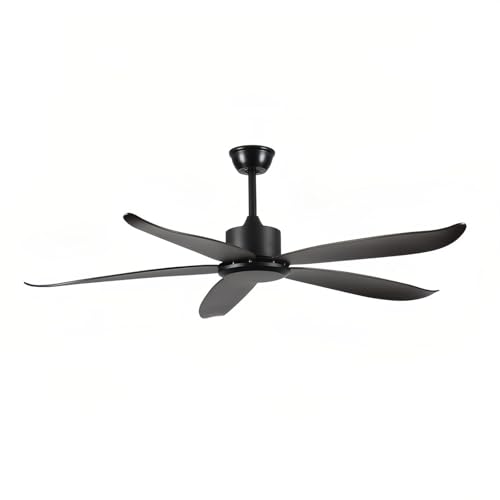 GZDXBF Ventilador De Techo con Control Remoto, Silencioso, Motor DC Reversible, 5 Aspas Negras, 6 Velocidades, Ventilador Industrial para Cocina(52IN/132CM)