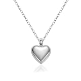 RIPFEVURN Cremation Jewelry Tiny Heart Urn Necklaces for Ashes for Women Men Stainless Steel Small Urn Locket for Human Ashes Holder Memorial Keepsake Pendant(Silver)