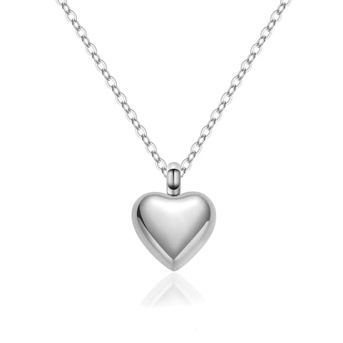 RIPFEVURN Cremation Jewelry Tiny Heart Urn Necklaces for Ashes for Women Men Stainless Steel Small Urn Locket for Human Ashes Holder Memorial Keepsake Pendant