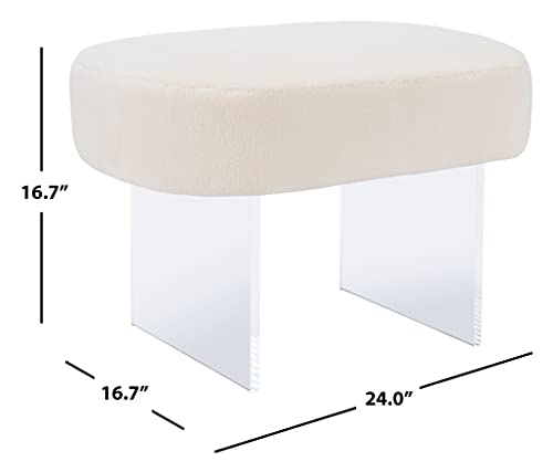Safavieh Couture Home Collection Warren Glam Ivory Faux Sheepskin Ottoman #TOP1