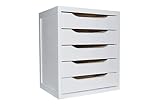 Aranaz- Cajonera Madera - 5 cajones - Mueble Almacenaje - para Entrada Dormitorio Salón - Color Blanco - 39 x 30 x 45 cm