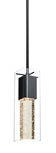 Xinbei Lighting Pendant Light, Modern Black Kitchen Hanging Pendant Lighting With Square Glass & Led Bulb Xb-P1110-Sq-Mb #TOP2