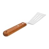 Garneck Edelstahl Wender mit Holzgriff Hitzebeständig Breiter Kopf für Schonendes Wenden Komfortabel und Leicht als Back Ei Grillspatel für Küche und BBQ