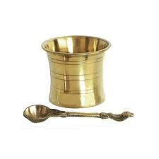 Radhika Poojan BhandarRadhika Poojan Bhandar Panchapatra-Pali in Brass - Gold