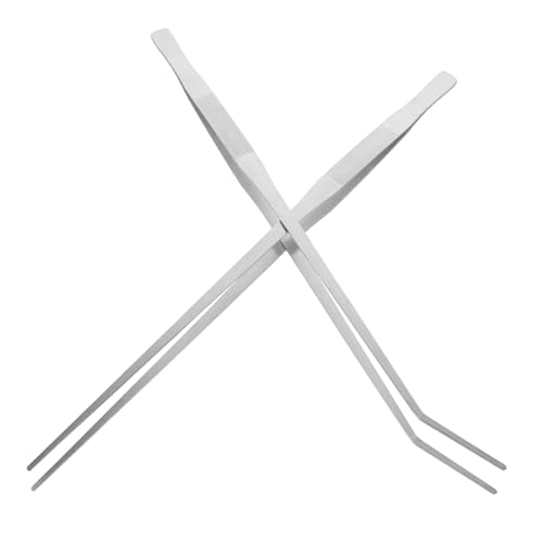 Toddmomy Pinces à Nourrir Reptiles Acier Inoxydable, Lot 2 Extra Longues 48 Cm Droite et Courbée, Pince Alimentation Lézards Tortues Animaux Rampants pour...