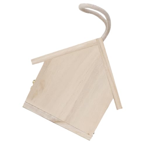 JEWEDECO 屋外用吊り下げ式小型木製鳥の巣箱 鳥類の自然繁殖促進 鳥餌箱付き インコ オウム セキセイインコ対応 ガーデン装飾と清掃簡単設計