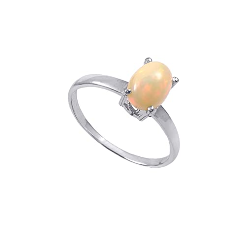 Bague opale véritable et anneau argent 925 femme pour fiançailles taille 49