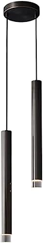 Plafon techo , Lámpara de techo con acabado dorado/negro Lámpara colgante cilíndrica moderna totalmente de cobre Lámpara colgante de cable ajustable M-INI de 2 luces for sala de estar Comedor Café(Dar
