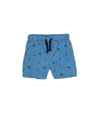 KOTON Erkek Bebek Normal Bel Beli Bağlamalı Cep Detaylı Baskılı Şort, Mavi Desenli (6D2), 3/4 Ay