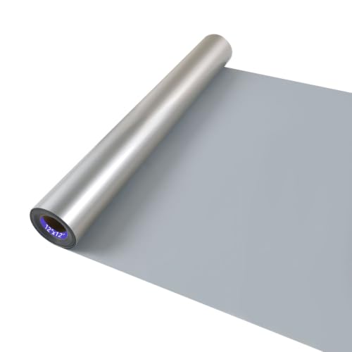 Image of HTV Iron on Vinyl 12Inch by 12ft Roll HTV Heat Transfer Vinyl for T-Shirt HTV Vinyl Rolls for All Cutter Machine - Easy to Cut & Weed for Heat Vinyl Design (Bright Silver, 12ft)