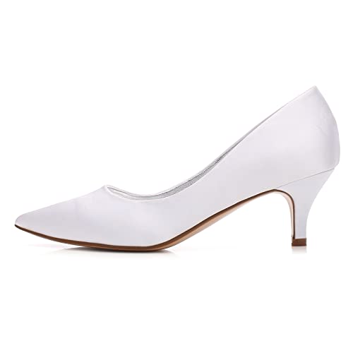 Womens Kitten Heels Pumps,Classic 2.36 Inch Mid Heel Slip on Closed Pointed Toe Pumps Office Work Dress Pumps3