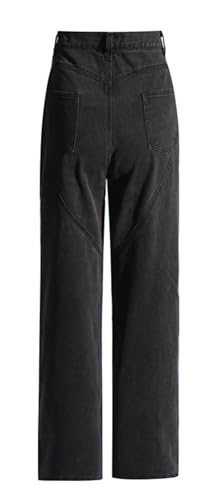 Cut Out Jeans for Women Straight Leg High Waisted Ripped Rhinestone Pearl Beaded Denim Pants3