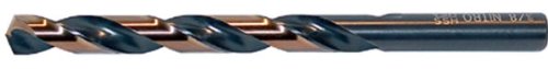 Drillco 400N Series High-Speed Steel Nitro Heavy Duty Jobber Drill Bit, Black/Gold Oxide Finish, Round Shank, Spiral Flute, 135 Degree Split Point, 1/8" Size (Pack of 12)