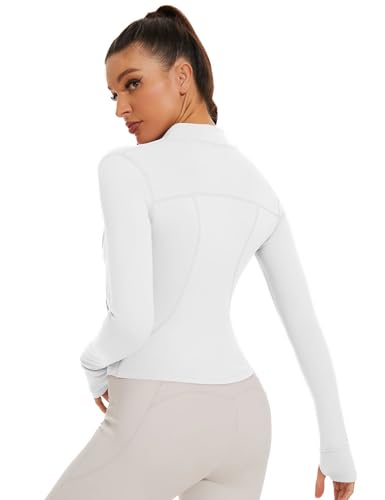LOMON-Workout-Jackets-for-Women-Grey-Cropped-Running-Yoga-Zip-Up-Track-Jacket-with-Pockets