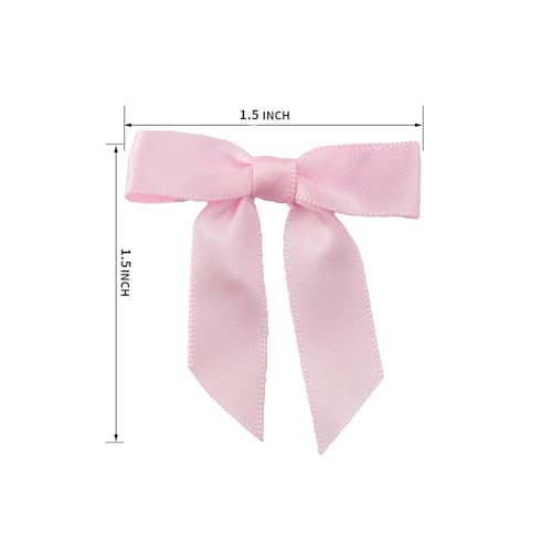 Image of 50pcs Boutique 1.5 inch Pink Satin Ribbon Mini Bows for Craft Sewing Scrapbooking Wedding and Gift Wrapping
