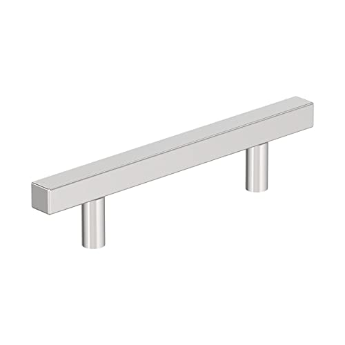 Image of Amerock 10 Pack 3-3 /4 inch Bar Pulls Square Polished Chrome Drawer Pull | 3-3 /4 inch (96mm) Center-to-Center Mounting Distance and 6-1 /16 inches Overall Length, Durable Zinc Cabinet Hardware
