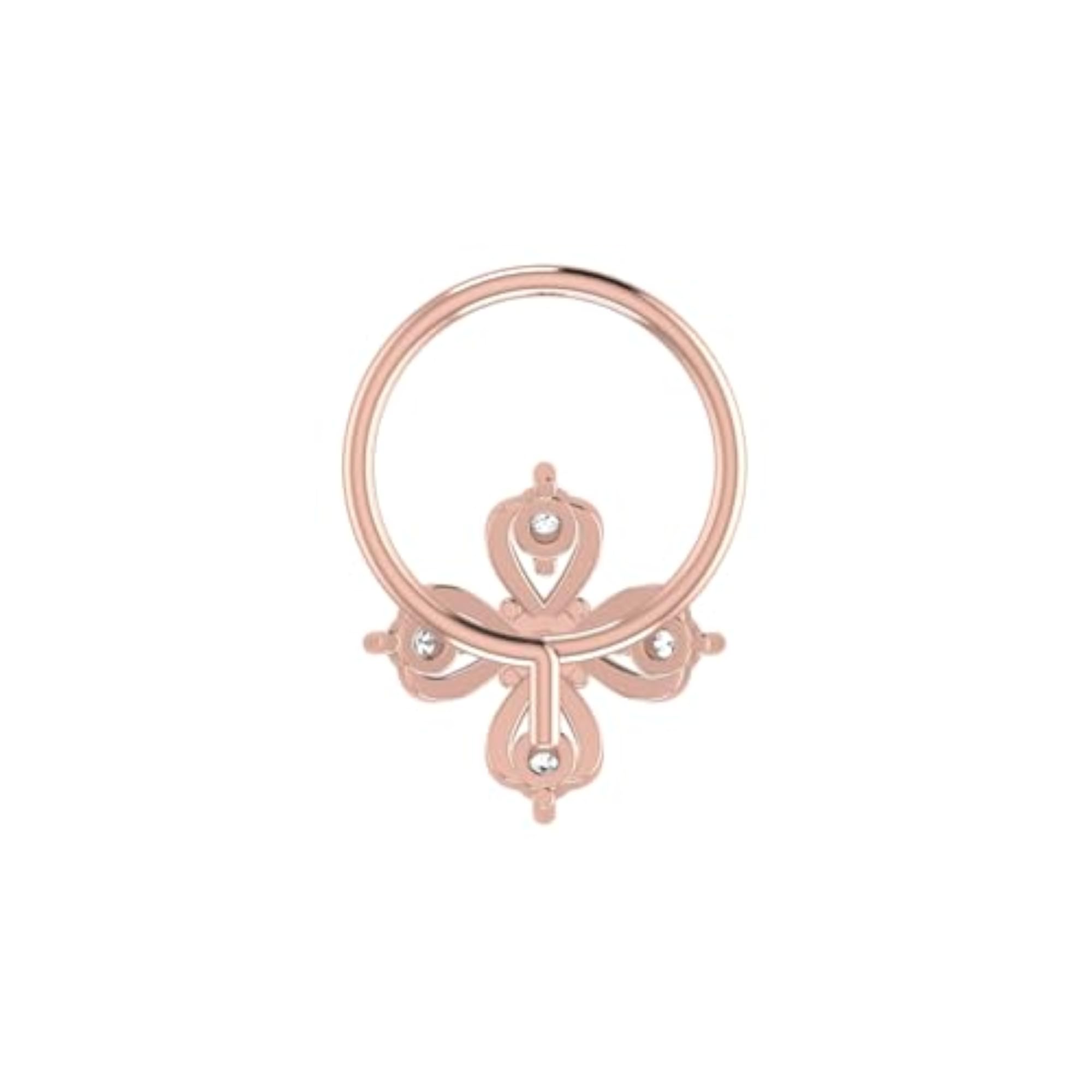 Women's 14Kt Rose Gold Stud Nosering, Elegant