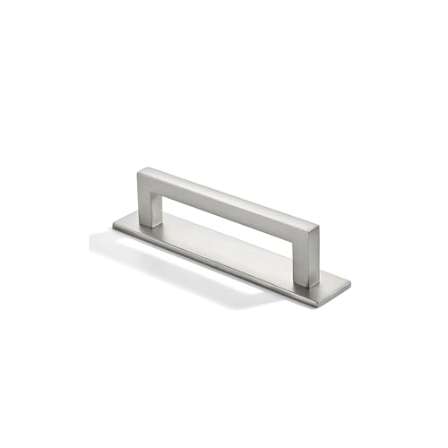 khtumeware 5 Pack 3 Inch Hole Center Brushed Satin Nickel Cabinet Pull with Backplate Solid Heavy-Duty Handles with Base Plate Cabinet Hardware Drawer Pulls Kitchen Cabinet