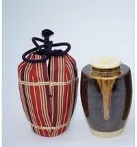 茶道具 膳所 肩衝 茶入 陽炎園 作 仕服 五色間道 桐箱入り 茶道