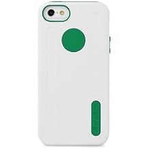 Melkco - Apple iPhone 5 Ultra Slim Double Layer Soft Snap Cover Kubalt Type White /Dark Green w/ Premium Screen Protector