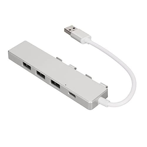 Tomantery Adaptador Multipuerto de 4 Puertos de Alta Velocidad USB Hub para Operativo, Material de Aleación de Aluminio con Transferencia de Datos de 5 Gbps (Plata)