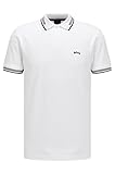 Kurze Ärmel BOSS Herren Paul Curved Slim-Fit Poloshirt aus Stretch-Baumwolle mit geschwungenem Logo Weiß S