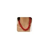 BERYUAN Black Red Pearl Choker Gothic Beads Collar Choker Faux Pearl Strand Necklace Boho Beads Necklace for Women(red)