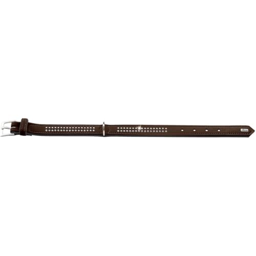 HUNTER SOFTIE DELUXE Hundehalsband, Kunstleder, glitzernde Strasssteine, 40 (XS-S), braun