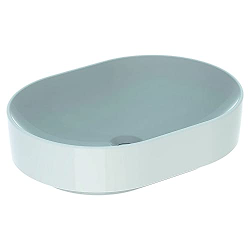 Geberit VariForm Countertop Elliptisches Waschbecken, 550 x 400 mm, ohne Hahnloch, ohne Überlauf, 500.774.01.2, Farbe: weiß