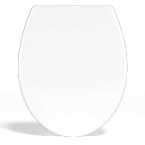 Rainsworth Abattant WC avec Frein de Chute, Cuvette Toilette avec Forte Capacité de Charge 150 kg, Lunette WC Antibactérien, Lunette de Toilette Amovible, Abattant WC Clipsable Forme O