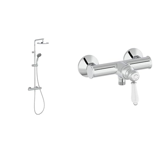 Receveur de douche en céramique Jacob Delafon Gaspard avec set de douche Louise chrome