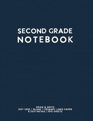 Second Grade Notebook: Dark Blue Softcover Primary Composition Journal