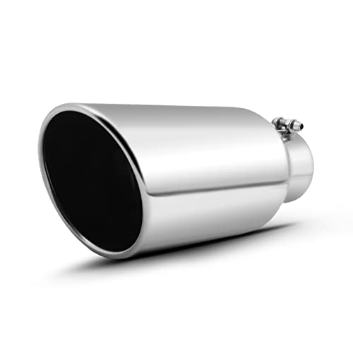 KEDAKEJI 3 Inch Inlet Exhaust Tip Polished Exhaust Tailpipe 3" Inlet 5" Outlet 12" Overall Length 304 Stainless Steel with Bolt On Design