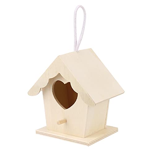 Sanshao vogelfutterhaus,vogelhaus mit ständer wetterfest,Deko Vogelhaus Herz aus Holz natur zum Bemalen.Vogelfutterhaus für Gartenvögel,Naturbelassen | Vogelhaus zum Aufhängen im Garten und Balkon (C) Cover
