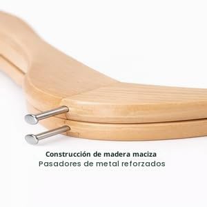Miniatura 6 de Mela S Pack De 50 Perchas De Madera Antirrobo Con Anillo De Seguridad Solo Desmontables Por El Personal Para Hoteles Y Uso Profesional