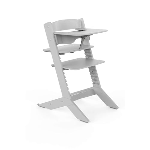 NALA - Chaise haute en bois avec tablette - gris