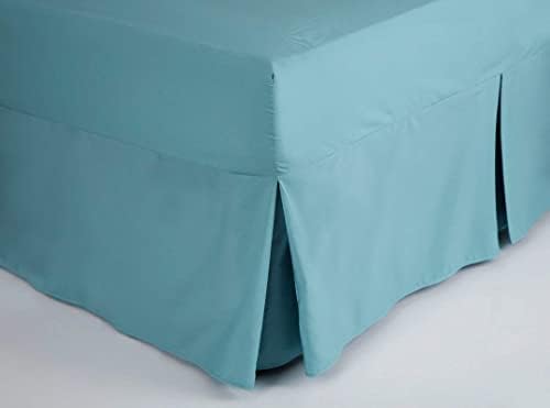Rohi Percale Fitted Valance Sheet Double  40 cm Pleated Valance Drop  Easy Care Double Fitted Sheet  Pleated  Fit over Mattress & Down to the Floor (Double, Aqua)